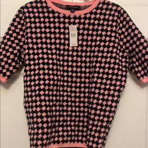 Ann Taylor Pink and Blue Checkered sweater